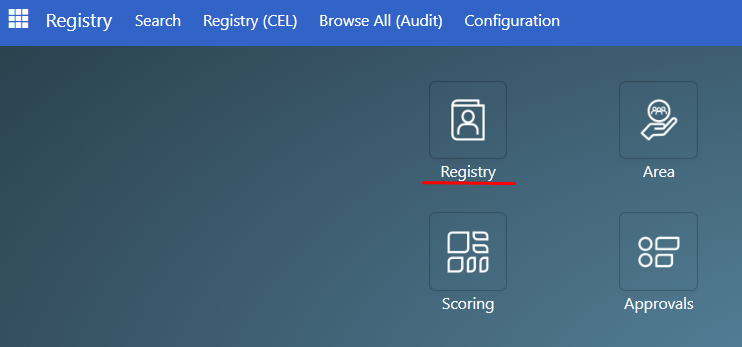 Registry menu in sidebar