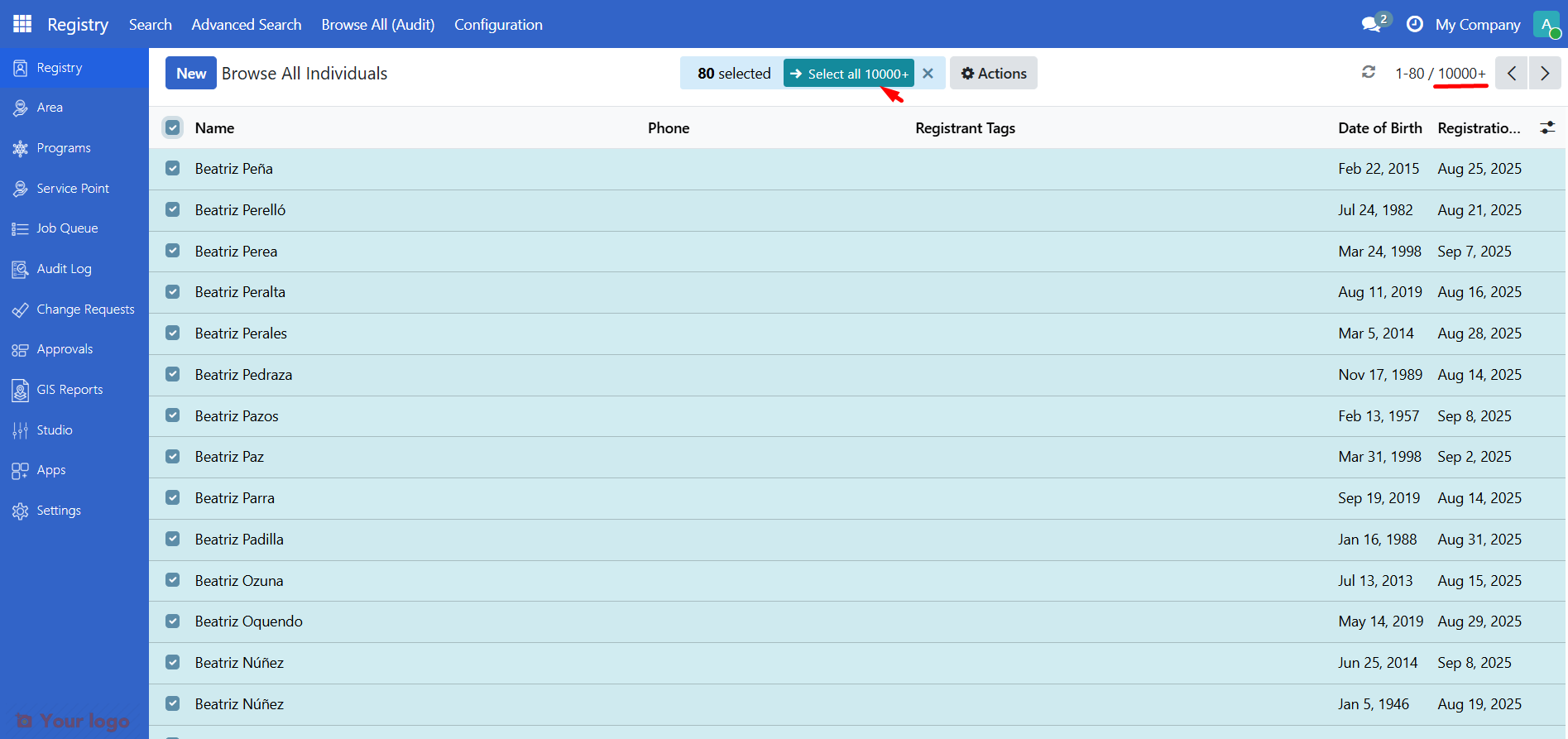 Export all records