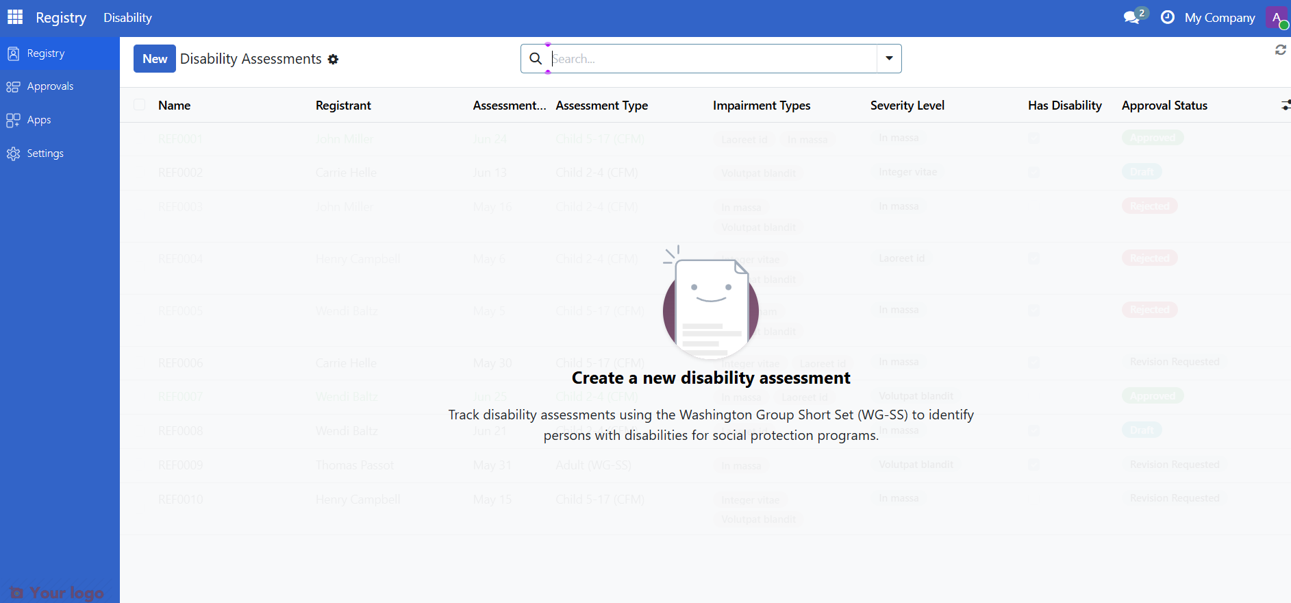 Disability Registry module successfully installed