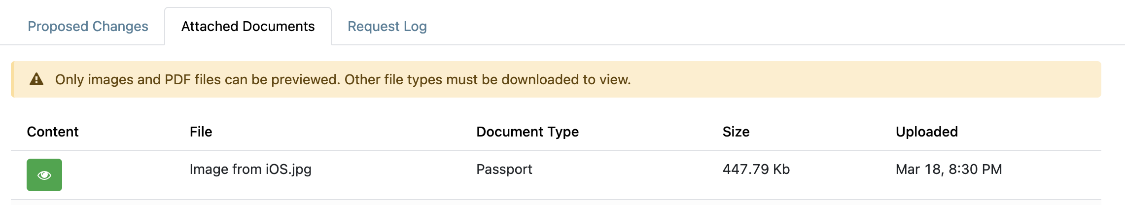 Documents tab