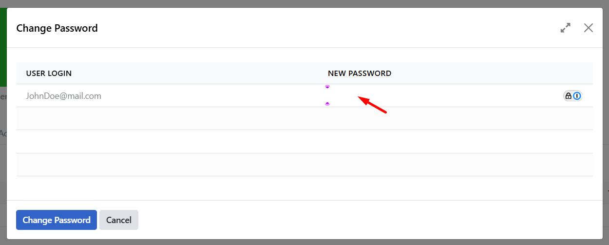 Change Password dialog