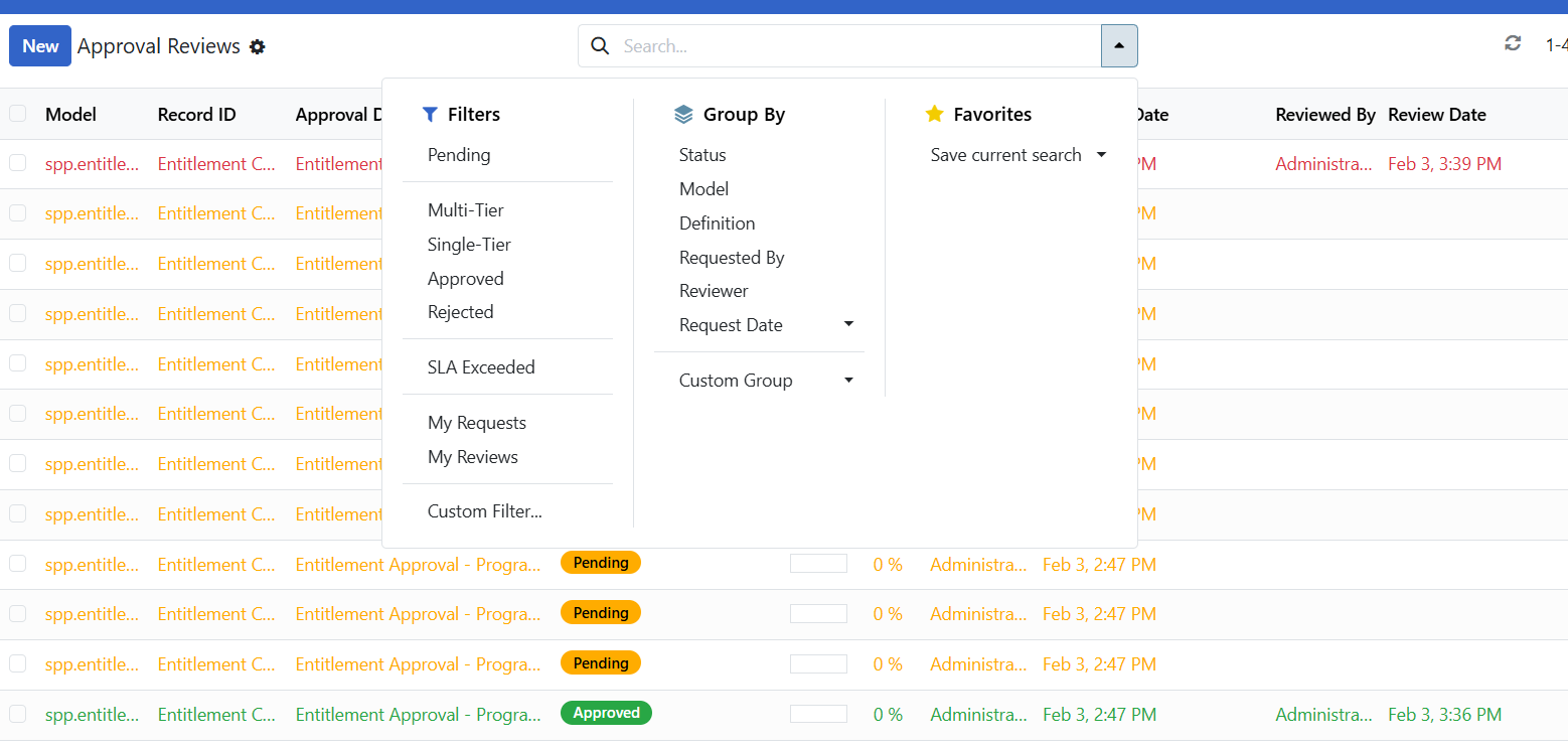 Filter options
