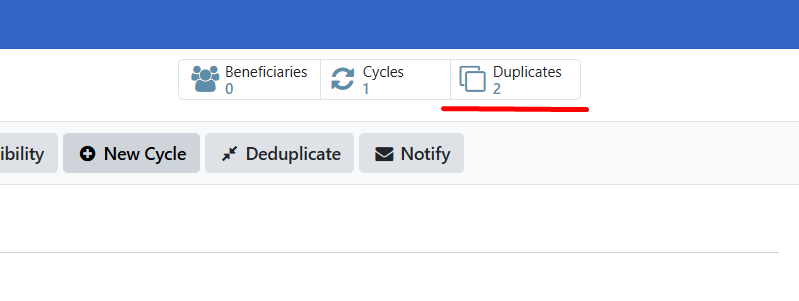 Duplicates button