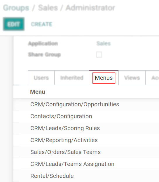 View of a group’s form emphasizing the tab menus in OpenSPP